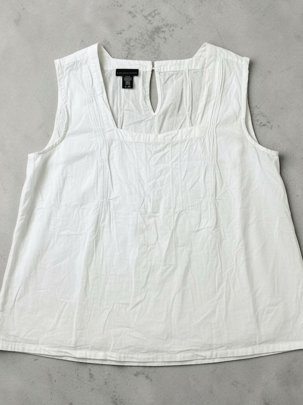 Apostrophe White Pleated Square Neck Tank Top Blouse - Size XL